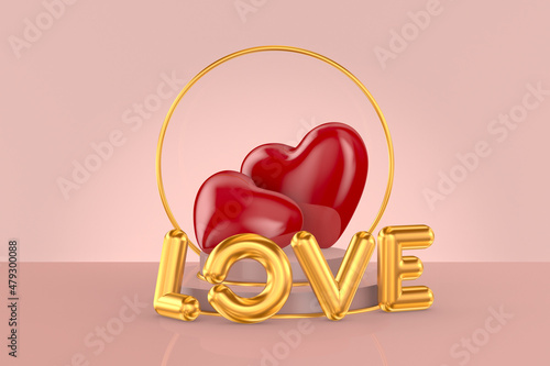 two hearts and pedestal on ...