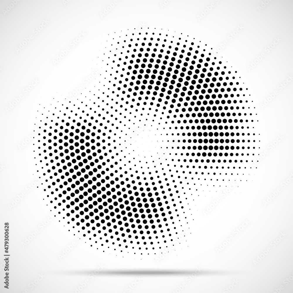 Round border Icon using halftone circle dots raster texture. Halftone circle frame abstract dots logo emblem design element for medical, treatment, cosmetic. Vector illustration.