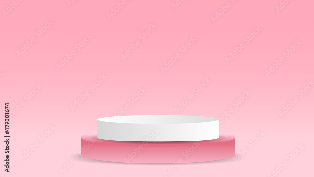 Pink Podium minimal on pink background in valentines day , 3D stage podium display product , stand to show cosmetic products ,illustration 3d Vector EPS 10 Pink Podium minimal on pink background in valentines day , 3D stage podium display product , stand to show cosmetic products ,illustration 3d Vector EPS 10