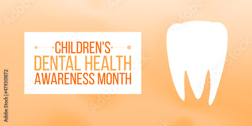 Children's Dental Health Month banner. Dentistry services, teeth treatment, care, stomatology concept. Vector illustration