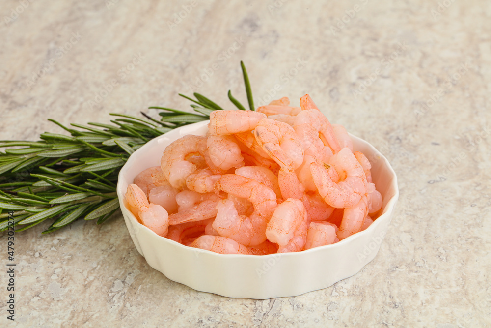 Tasty peeled prawn in the bowl