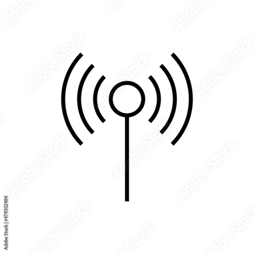 Signal transmission icon. Antenna line sign