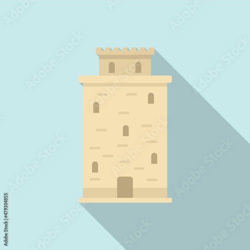 Ancient greek tower icon flat vector. Pillar temple