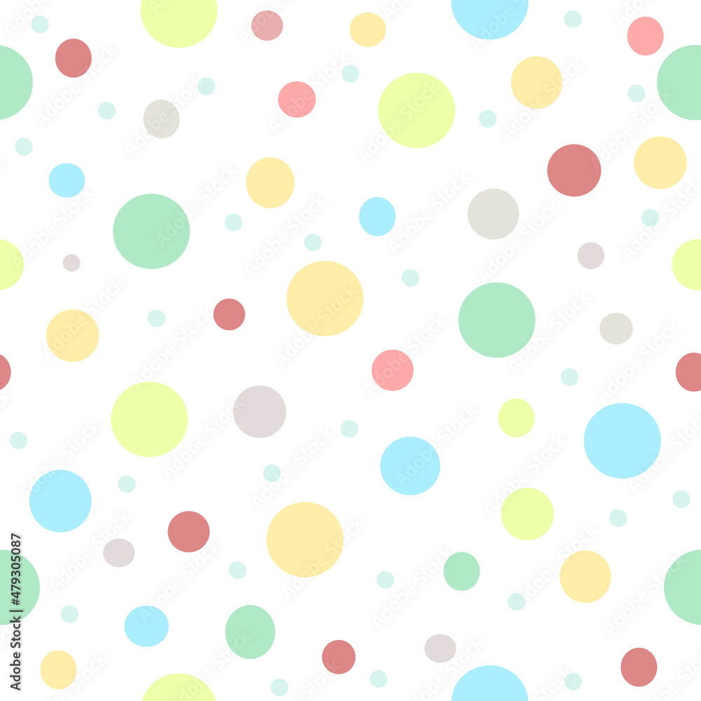 seamless polka dots pattern, colorful circles on white background, vector seamless polka dots pattern, colorful circles on white background, vector