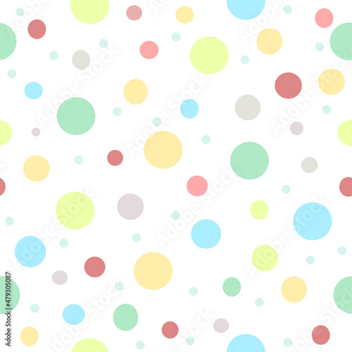 seamless polka dots pattern, colorful circles on white background, vector 