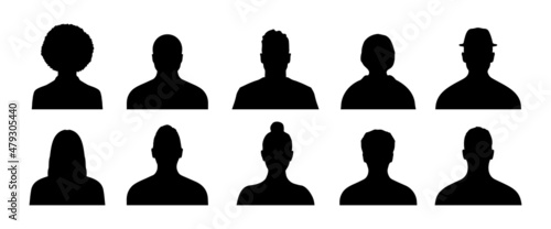 Male and Woman face avatar profile silhouette, vector illustration