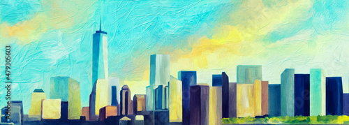 Aabstract painting New York City Skyline