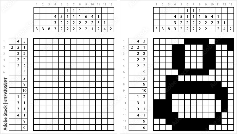 Fototapeta premium Alphabet g Lowercase Nonogram Pixel Art M_2112002