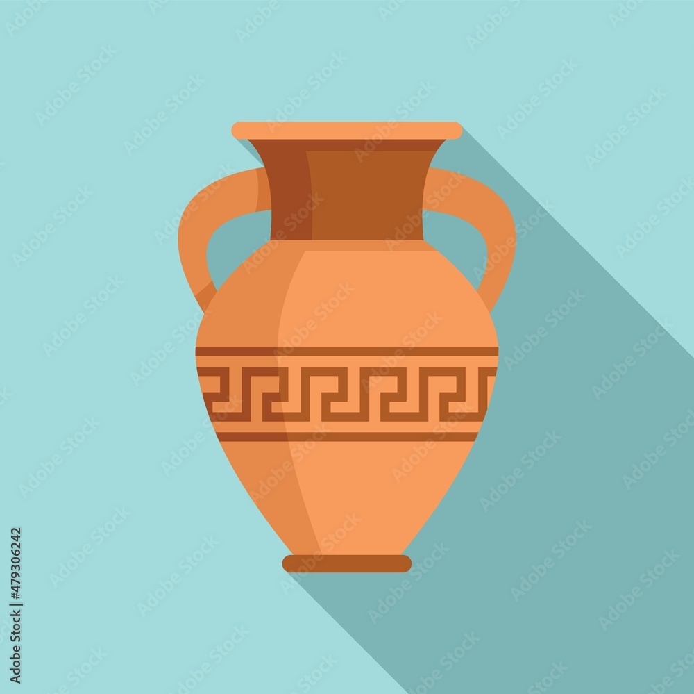 Greek vase icon flat vector. Ancient pottery