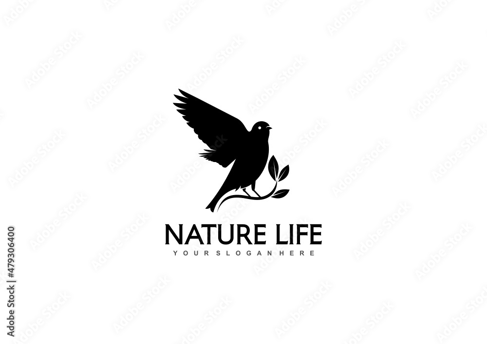 Naklejka premium Bird Logo Design, Sillhouette Bird Logo Concept