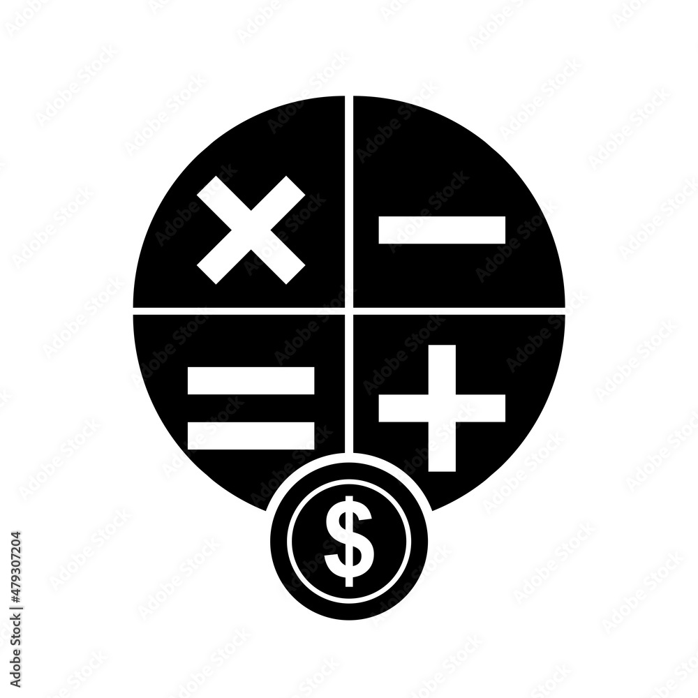 Fototapeta premium Calculator and dollar icon isolated on white background