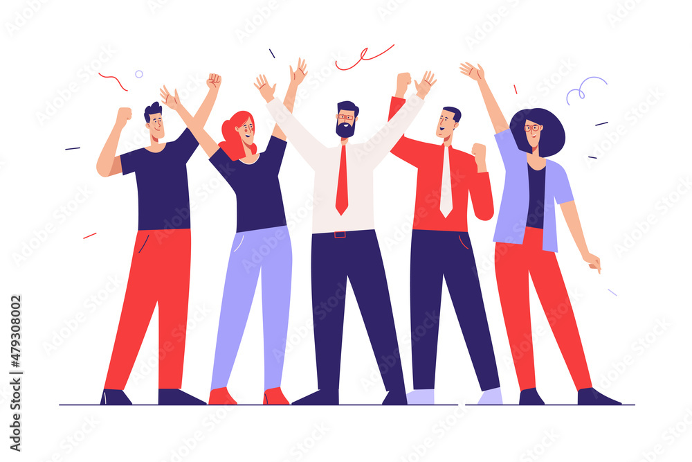 © rikkyal - Vector illustration depicting a group of business people celebrating the success. Editable stroke © rikkyal - Vector illustration depicting a group of business people celebrating the success. Editable stroke