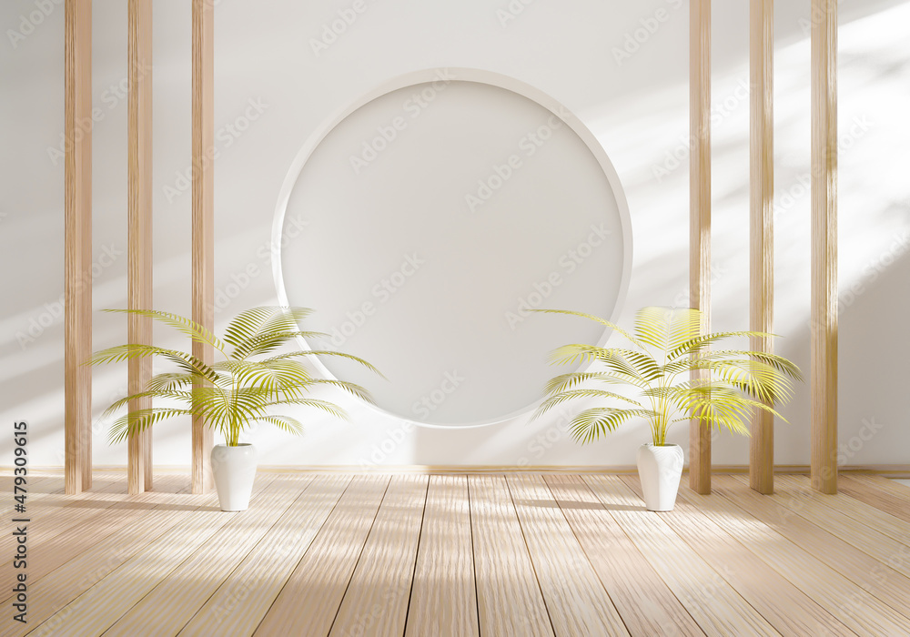 japanese style minimal white background.podium background for product