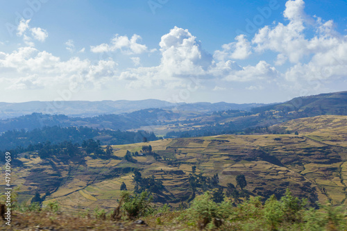 Panoramic View to the Simien  Mountains in the Clouds from the Gondar Road, Northern Ethiopia © Dave