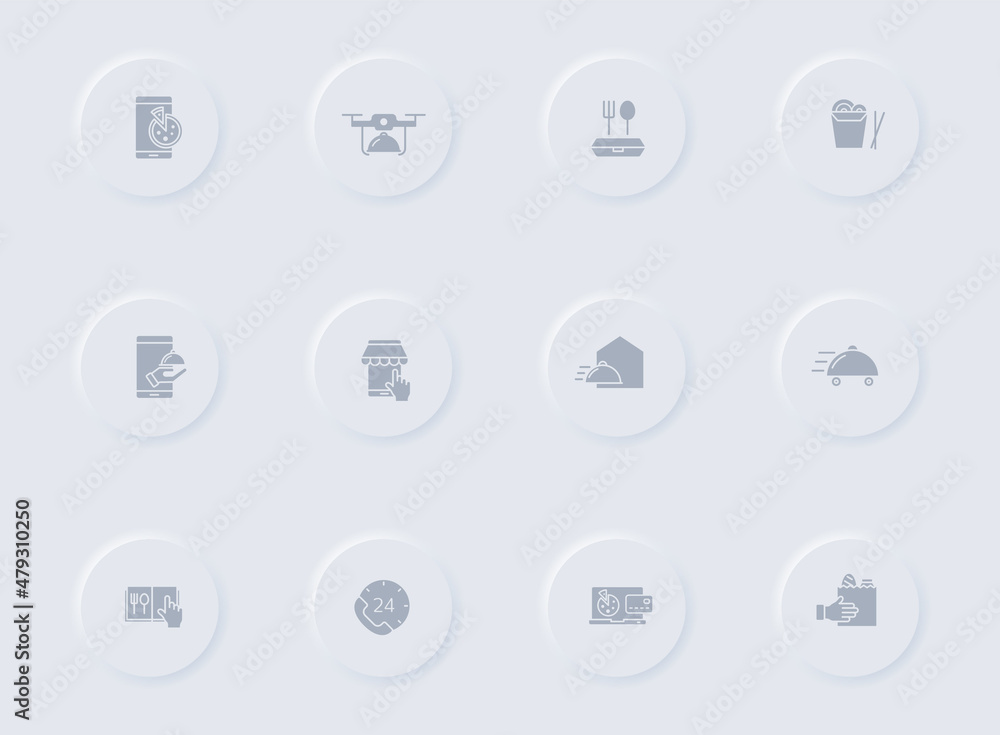 food delivery gray vector icons on round rubber buttons. food delivery icon set for web, mobile apps, ui design and promo business polygraphy food delivery gray vector icons on round rubber buttons. food delivery icon set for web, mobile apps, ui design and promo business polygraphy