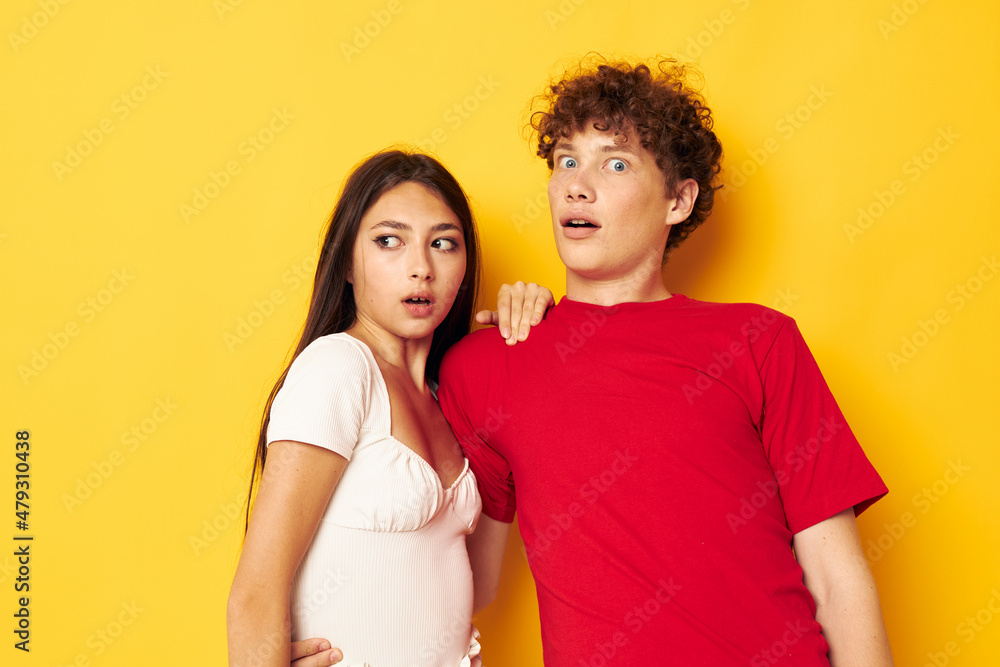 portrait of a man and a woman hug together antics isolated background unaltered portrait of a man and a woman hug together antics isolated background unaltered