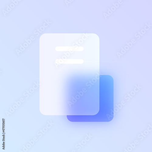 document glass morphism trendy style icon. document color vector icon with blur, transparent glass and purple gradient. for web and ui design, mobile apps promo business polygraphy