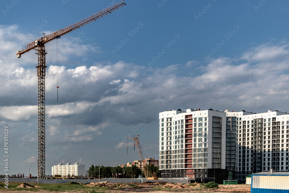 Construction of a monolithic reinforced concrete house. Modern building technologies. Monolithic reinforced concrete grillage.