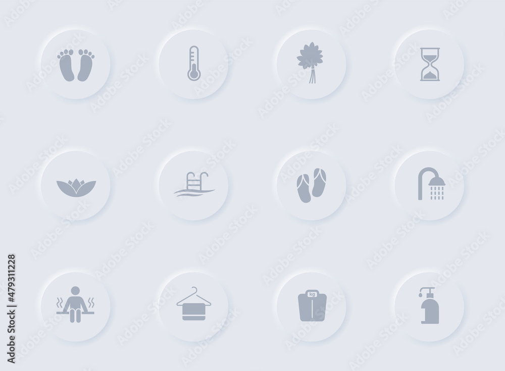 sauna gray vector icons on round rubber buttons. sauna icon set for web, mobile apps, ui design and promo business polygraphy sauna gray vector icons on round rubber buttons. sauna icon set for web, mobile apps, ui design and promo business polygraphy