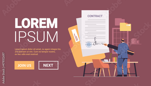 businessman working with paper documents business man sign up contract signature agreement concept