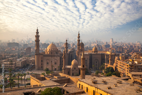 Fototapet The Mosque-Madrasa of Sultan Hassan at sunset, Cairo Citadel, Egypt