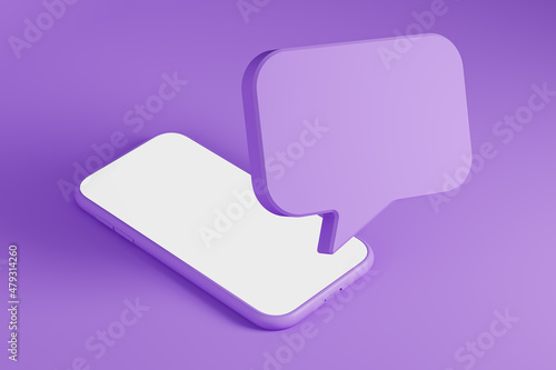 Smartphone and notification, pop-up message. Mockup screen photo