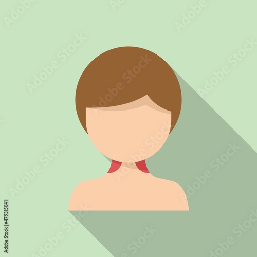 Woman tonsillitis icon flat vector. Mouth anatomy