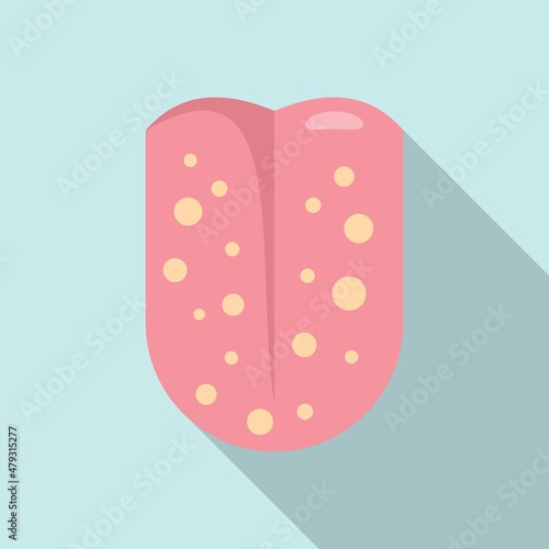 Tongue tonsillitis icon flat vector. Mouth tonsil