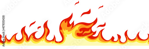 Seamless fire flame. Cartoon orange bonfire effect. Vector template