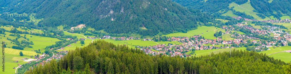 German village in an alpine mountain landscape