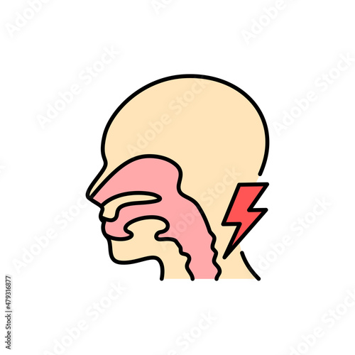 Dysphagia color line icon. Human diseases.
