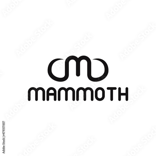 mammoth initial letter m giant  elephant wildlife animal logo design