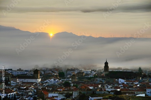 Sunrise over the Ciudad Baza in Granada