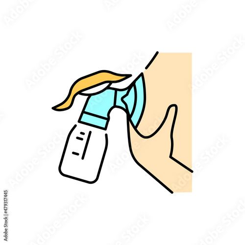 Expressing with a breast pump color line icon. Human diseases.