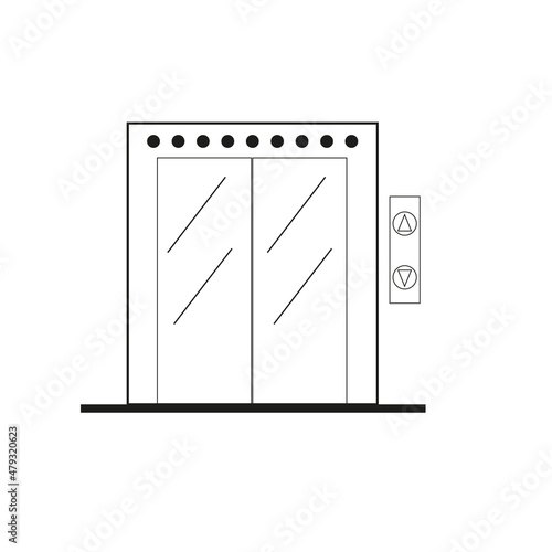 Flat linear elevator. Vector illustration