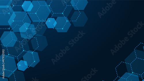 Hexagon Dark Blue Colorful abstract Design Banner