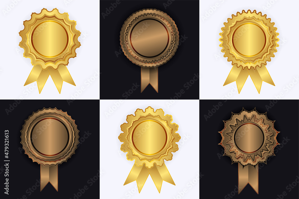 Golden seal with ribbons isolated background. Vector design element. Golden seal with ribbons isolated background. Vector design element.