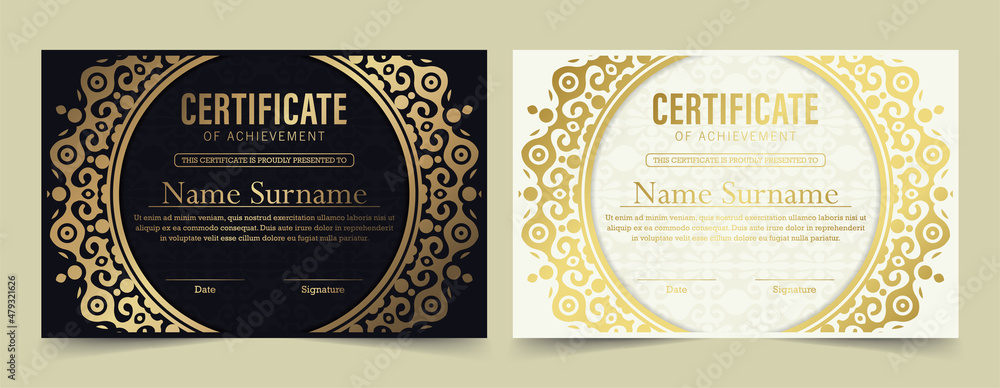 achievement certificate border style diploma - obrazy, fototapety, plakaty 
