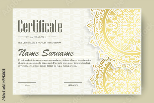 Luxury mandala certificate award diploma template