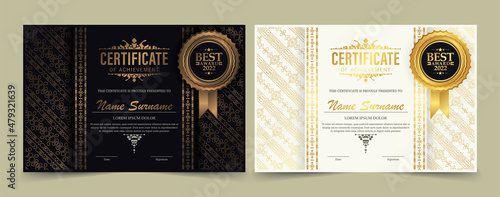 Achievement certificate best award diploma set