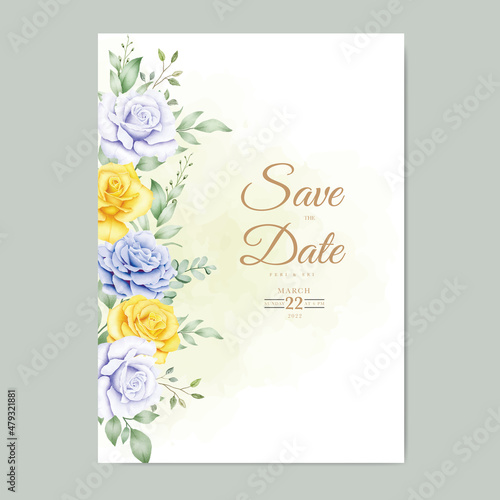 wedding invitation card with floral watercolor