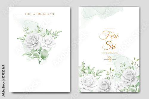 wedding invitation card with floral watercolor