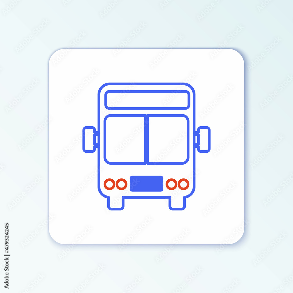Line Bus icon isolated on white background. Transportation concept. Bus tour transport sign. Tourism or public vehicle symbol. Colorful outline concept. Vector Line Bus icon isolated on white background. Transportation concept. Bus tour transport sign. Tourism or public vehicle symbol. Colorful outline concept. Vector