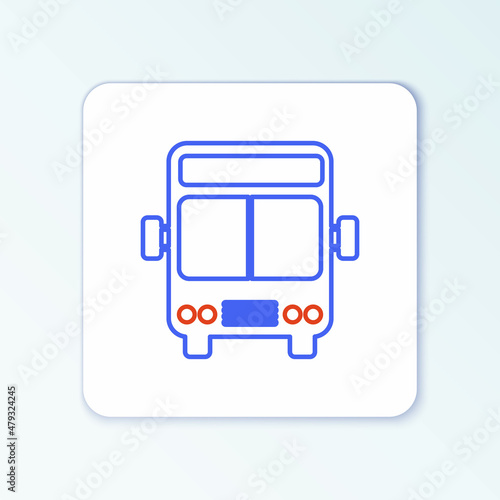 Line Bus icon isolated on white background. Transportation concept. Bus tour transport sign. Tourism or public vehicle symbol. Colorful outline concept. Vector