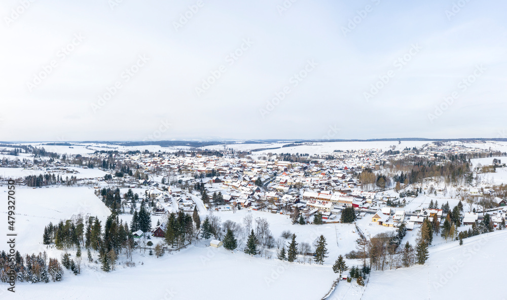 Luftbild Hasselfelde im Harz Winterbild Stadt Oberharz am Brocken