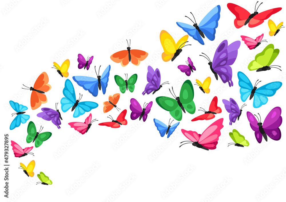 Fototapeta premium Background design with decorative butterflies. Colorful abstract insects.
