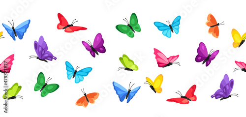 Seamless pattern with decorative butterflies. Colorful abstract insects. photo
