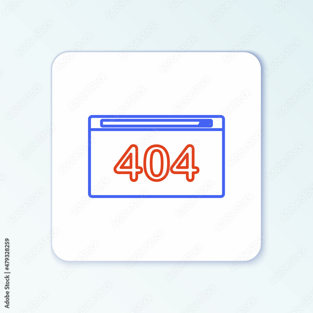 Line Page with a 404 error icon isolated on white background. Template reports that the page is not found. Colorful outline concept. Vector Line Page with a 404 error icon isolated on white background. Template reports that the page is not found. Colorful outline concept. Vector