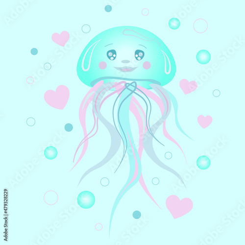 Cute vector illustration of a jellyfish