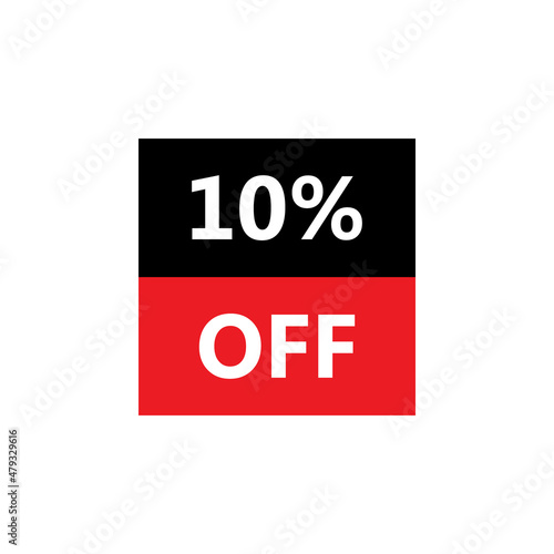 Up To 10% Off. Vector illustration of special offer sale sticker on white background. Red black bargain symbol. Cut price icon. Discount, sale concept.